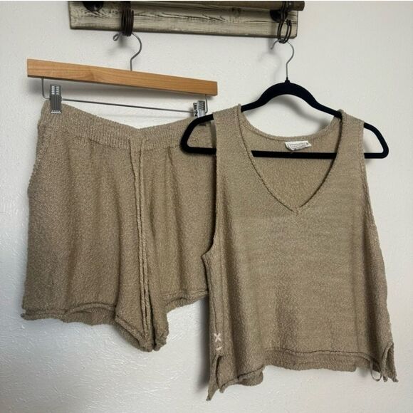 Loveriche Knit Shorts Tank Matching High Rise Relaxed Fit Lagenlook Lounge Set L - Picture 1 of 5